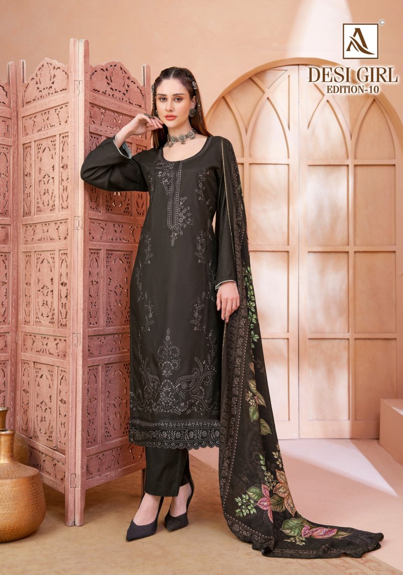 Desi Girl Vol 10 By Alok Viscose Maslin Pakistani Dress Material
